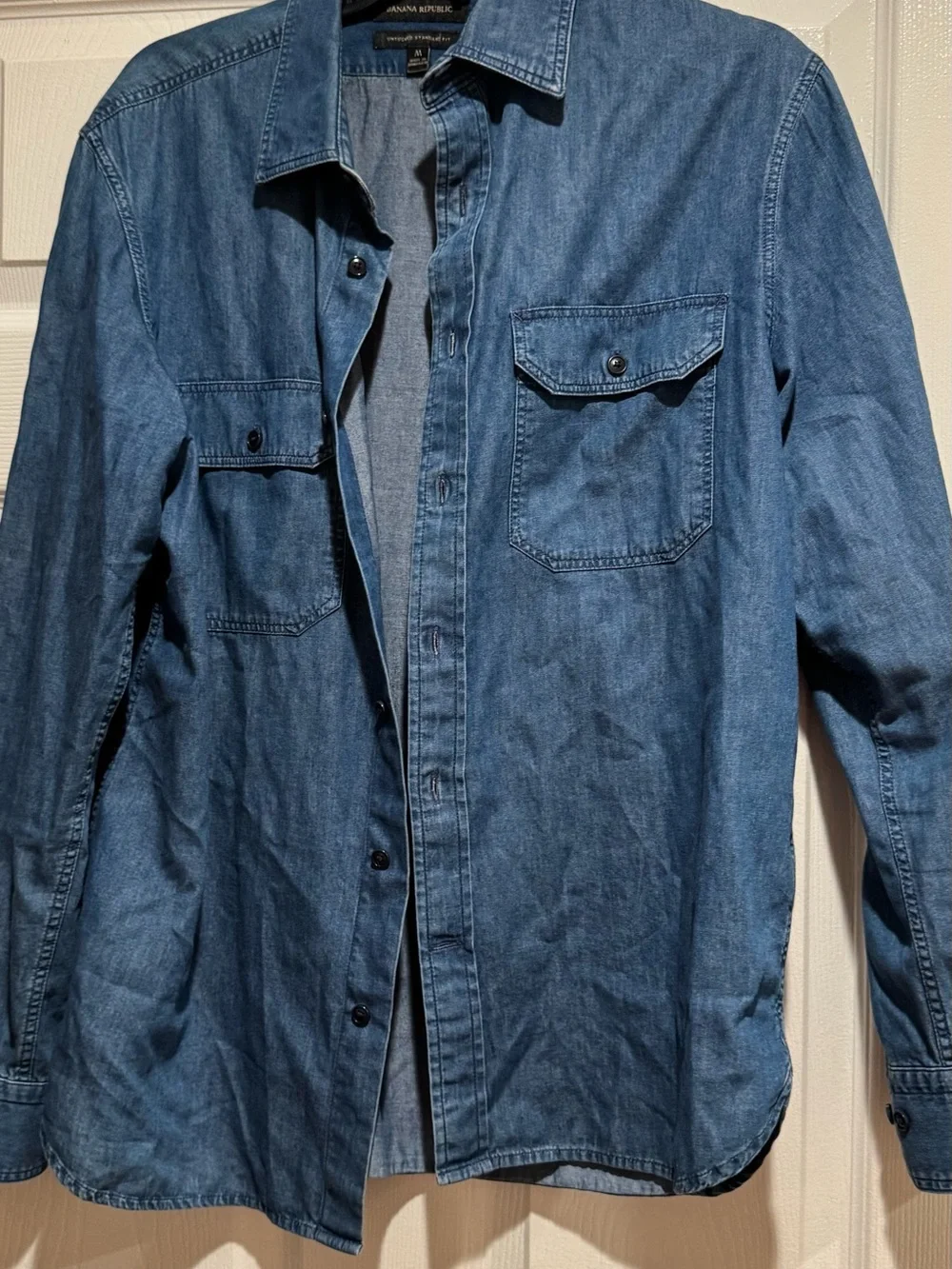 Banana Republic Men’s Denim Dark Shirt Jacket Blue Untucked Standard Fit Medium